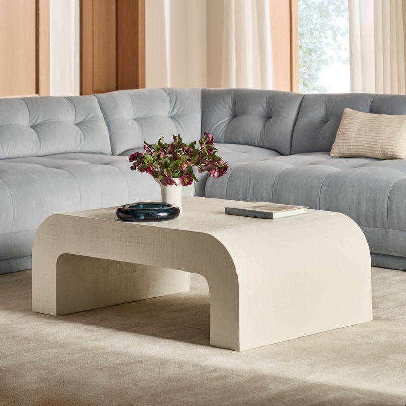 Crescent 46" Square Ivory Resin Coffee Table - image 3 of 9