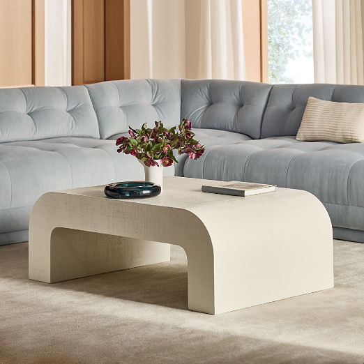 Crescent 46" Square Ivory Resin Coffee Table