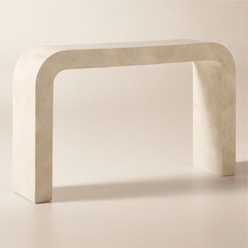 Crescent 52" Vellum Ivory Resin Console Table - image 1 of 4