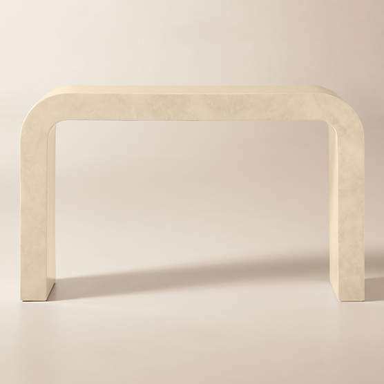 Crescent 52" Vellum Ivory Resin Console Table