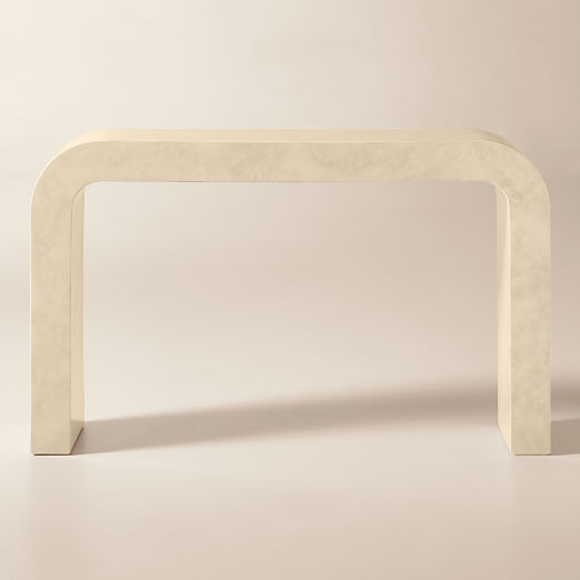 Crescent 52" Vellum Ivory Resin Console Table