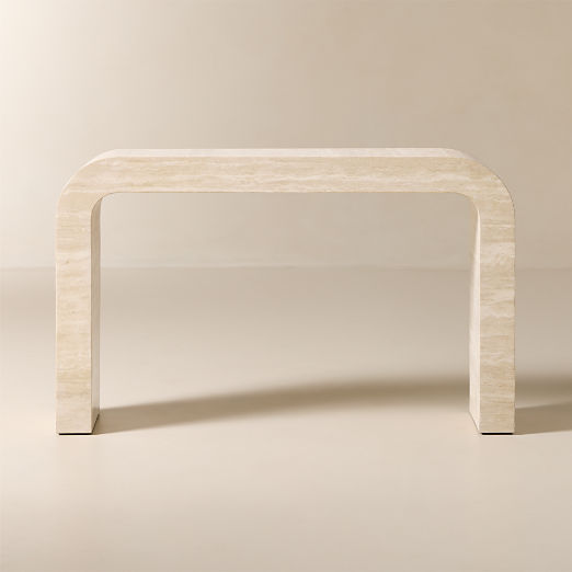 Crescent 52" Travertine Console Table