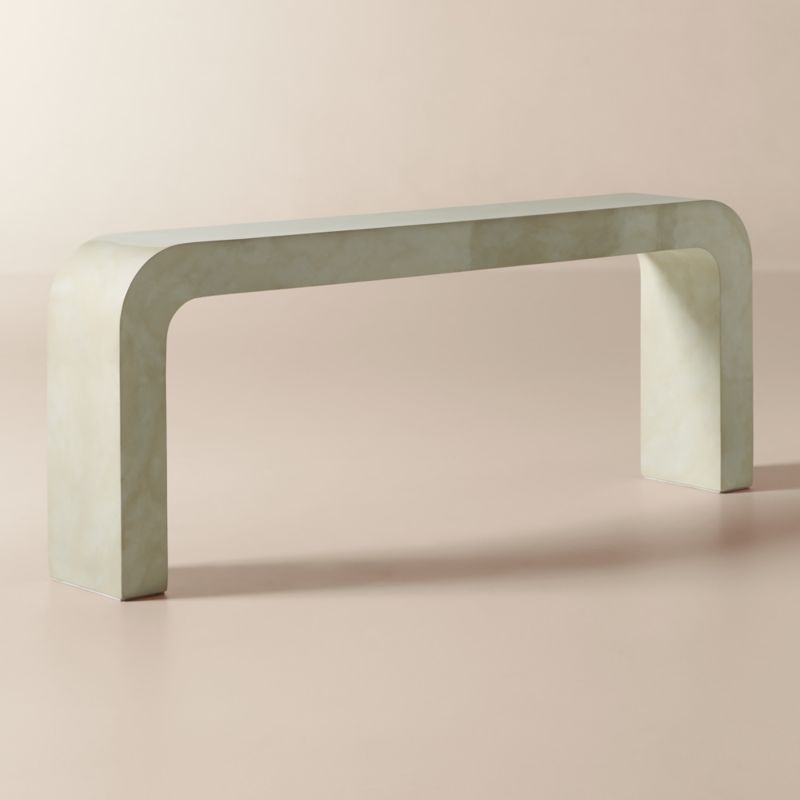 Crescent 80" Vellum Ivory Resin Console Table - image 1 of 4