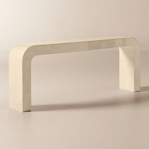 Crescent 80" Vellum Ivory Resin Console Table