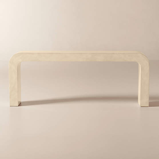 Crescent 80" Vellum Ivory Resin Console Table