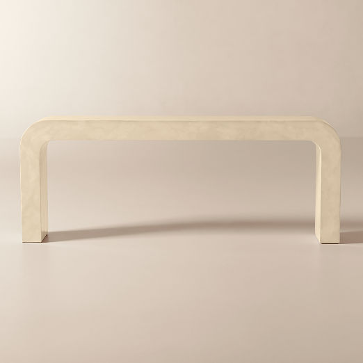 Crescent 80" Vellum Ivory Resin Console Table