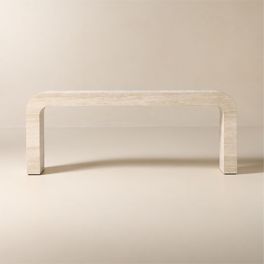 Crescent 80" Travertine Console Table