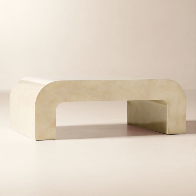 Crescent 46" Square Vellum Ivory Resin Coffee Table - image 1 of 4