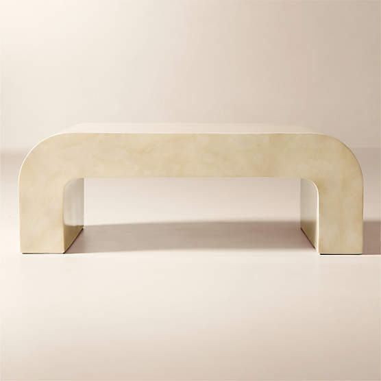 Crescent 46" Square Vellum Ivory Resin Coffee Table