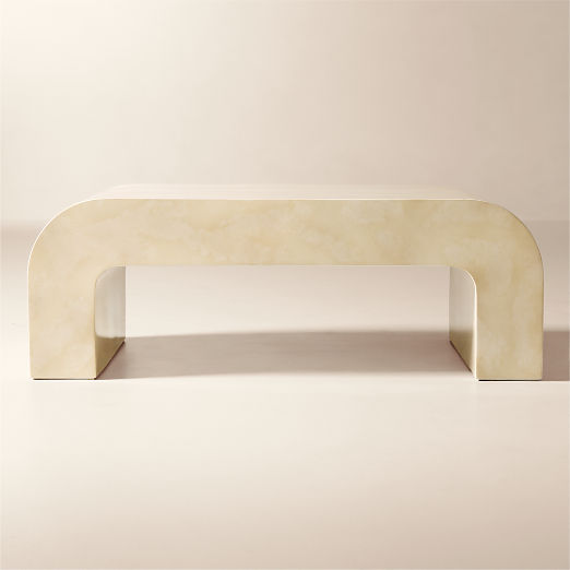 Crescent 46" Square Vellum Ivory Resin Coffee Table