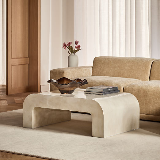 Crescent 46" Square Vellum Ivory Resin Coffee Table