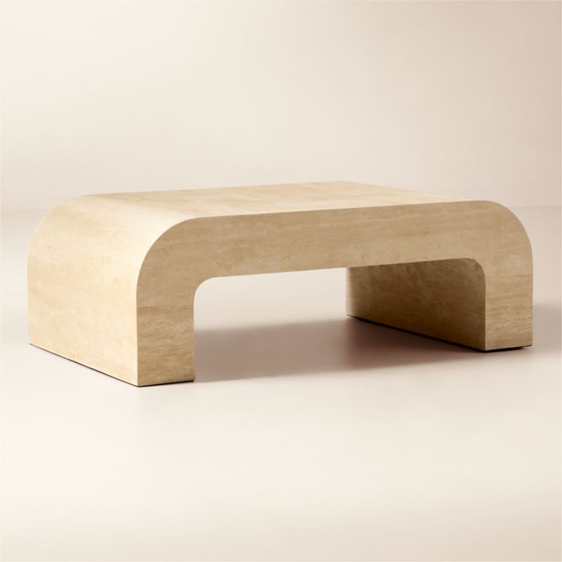 Crescent Square Travertine Coffee Table - image 3 of 8