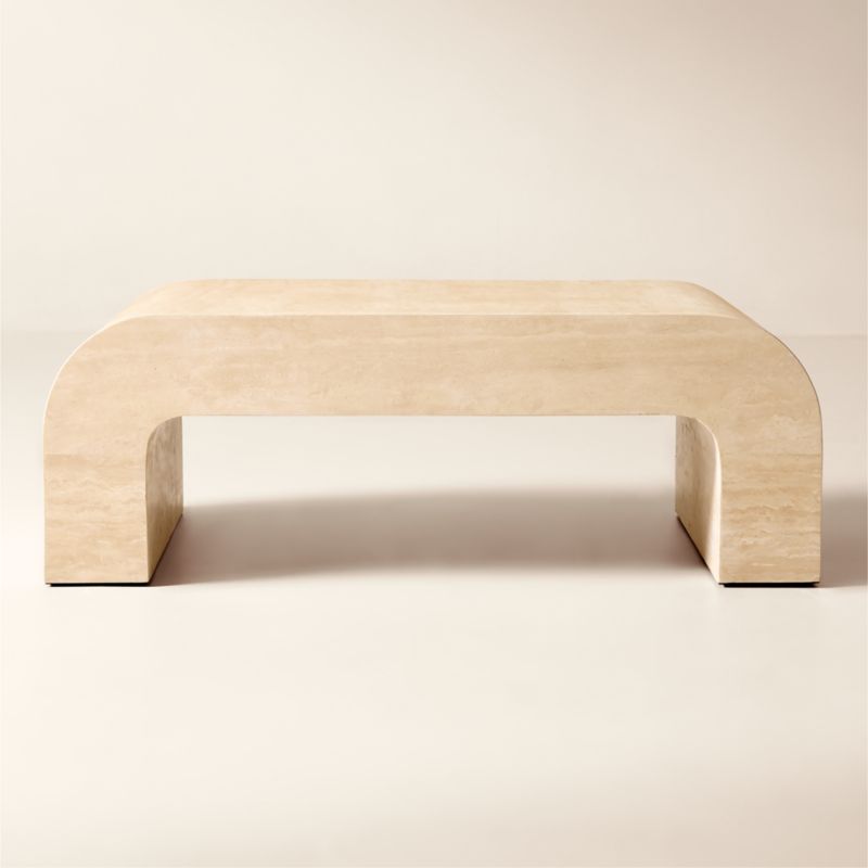 Crescent Square Travertine Coffee Table - image 0 of 8