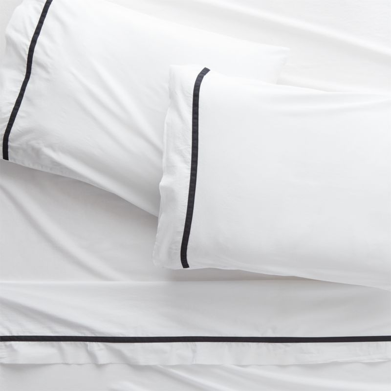 View Crimp Organic Cotton Sateen 300 Thread Count Black Standard Pillowcases Set of 2 details