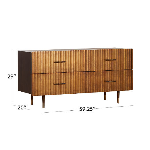 Crimped 4-Drawer Gold Leaf Dresser