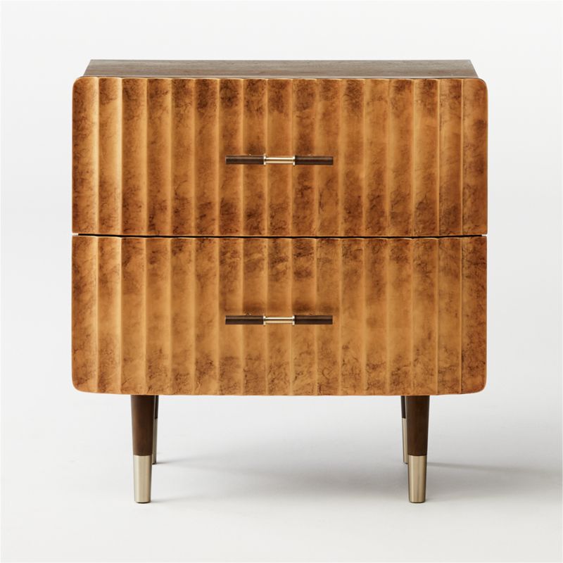 Crimped 2-Drawer Gold Leaf Nightstand - image 6 of 12