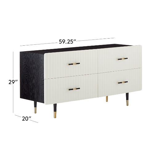 Crimped 4-Drawer White Oak Wood Dresser