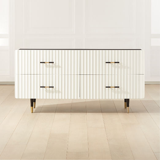Ivory Shagreen Embossed Low Dresser