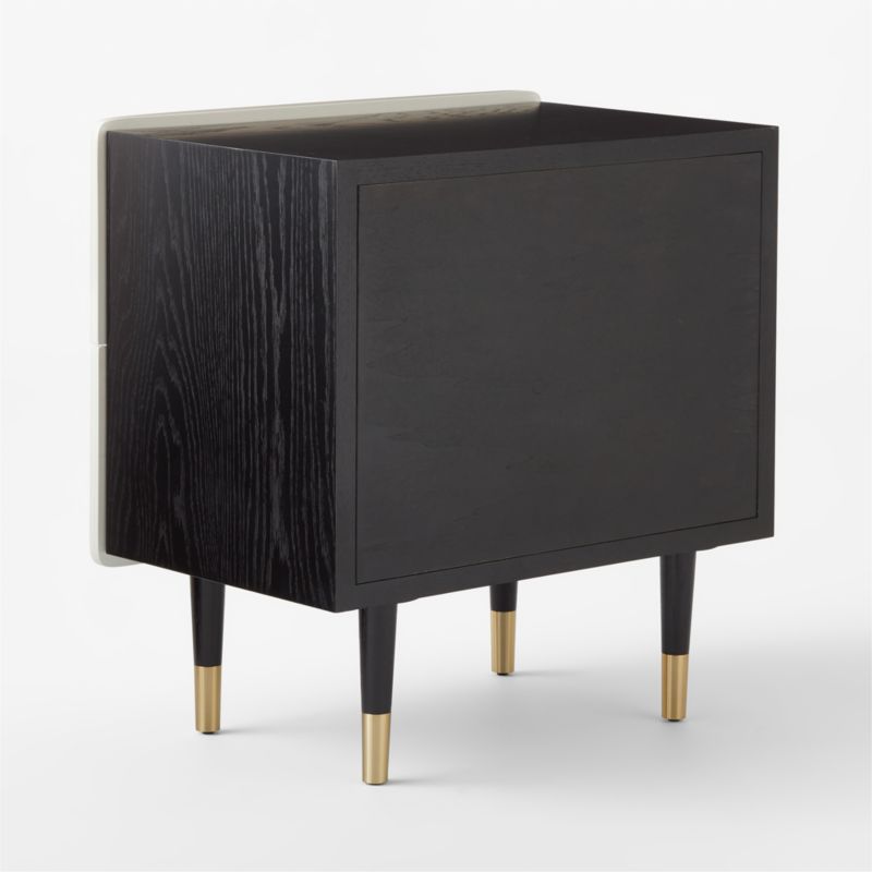 Crimped 2-Drawer Black and White Oak Wood Nightstand - image 9 of 12