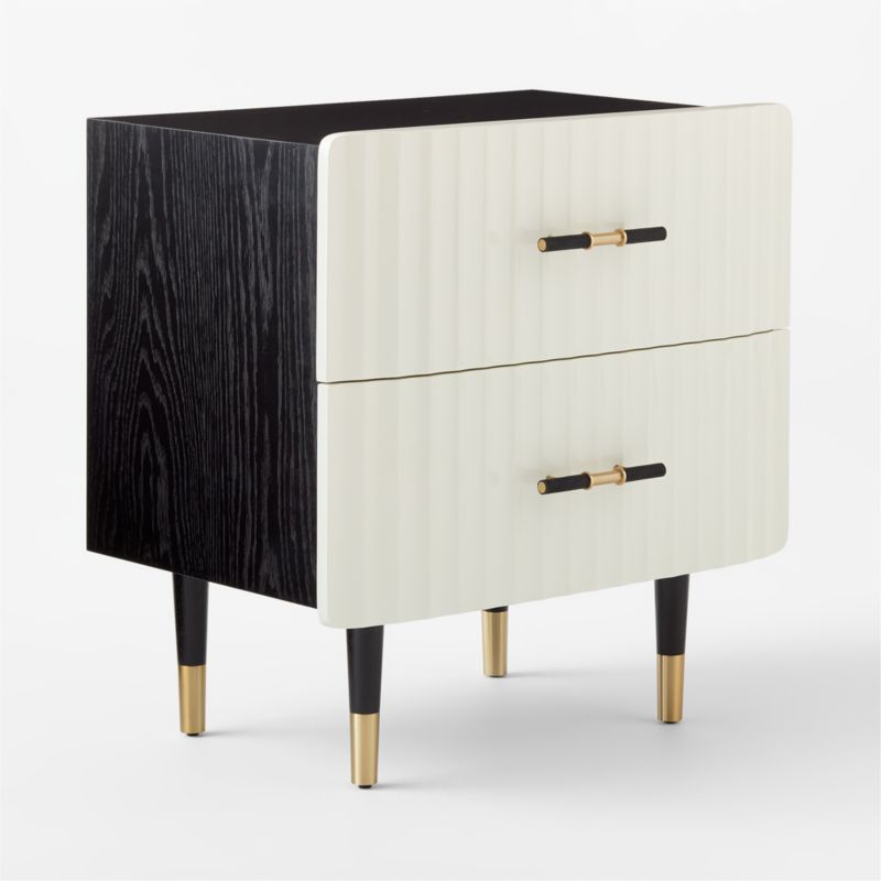 Crimped 2-Drawer Black and White Oak Wood Nightstand - image 6 of 12