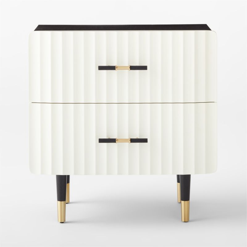 Crimped 2-Drawer Black and White Oak Wood Nightstand - image 5 of 12