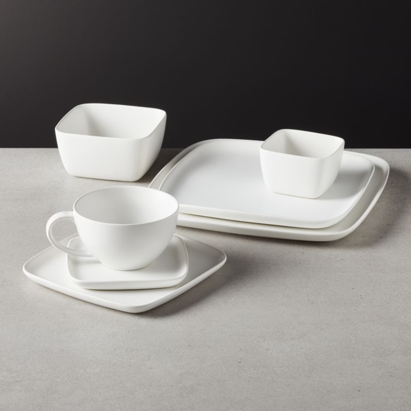 white square dinnerware set