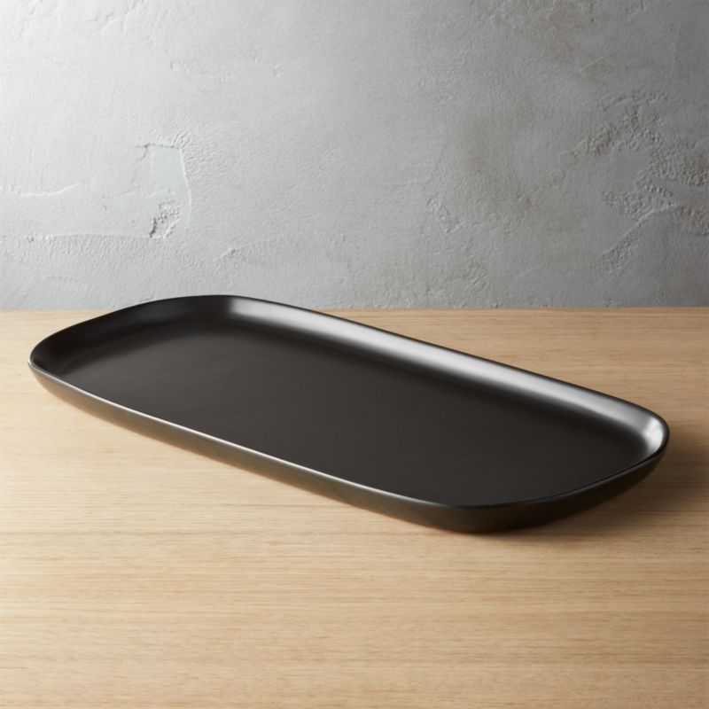 View Crisp Rectangular Matte Black Serving Platter details