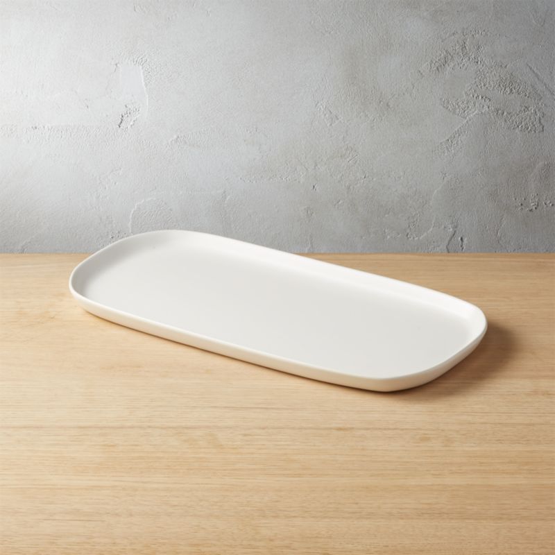 View Crisp Rectangular Matte White Serving Platter details