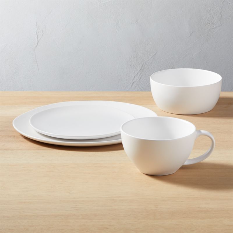 View Crisp Matte 4-Piece White Dinnerware Set details
