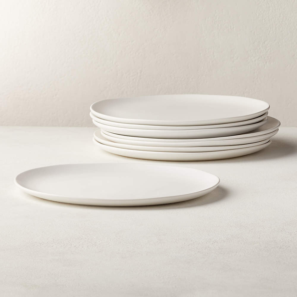 Crisp Matte White Dinner Plates Set of 8