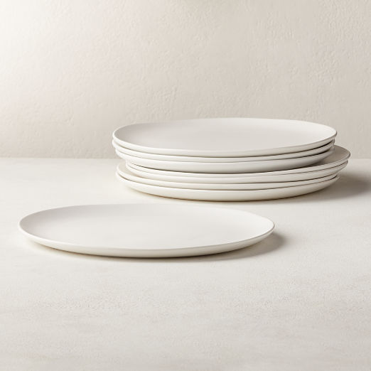 Crisp Matte White Dinner Plate Set of 8
