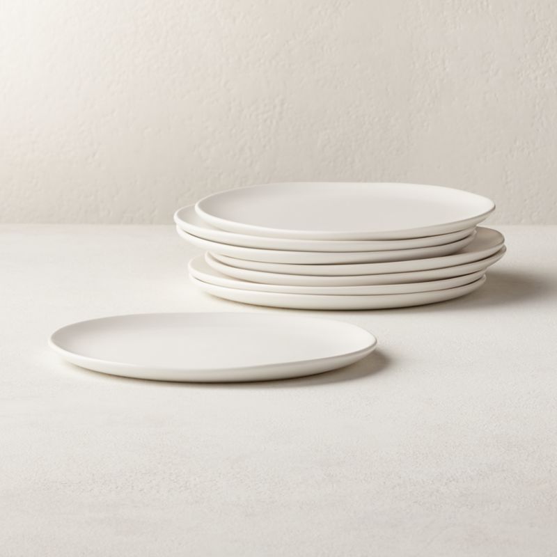 View Crisp Matte White Salad Plates Set of 8 details