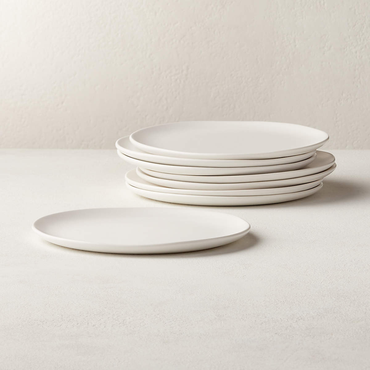 Crisp Modern Matte White Salad Plats Set of 8 + Reviews CB2 Canada