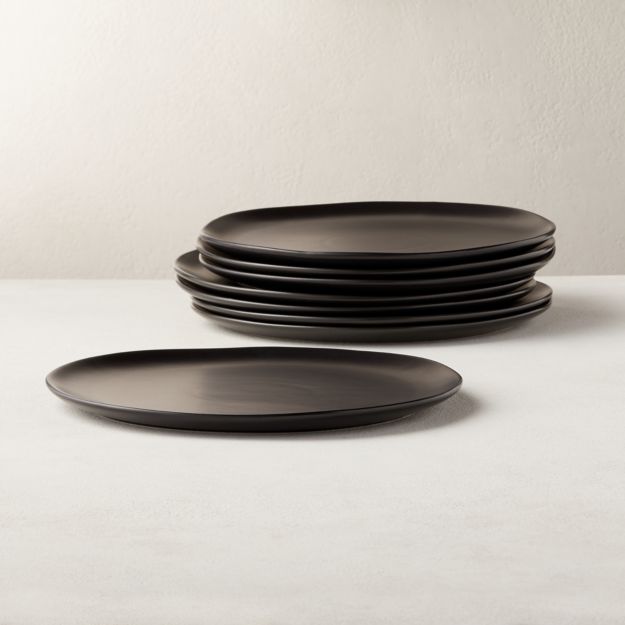 Crisp Matte Black Dinner Plates Set of 8 + Reviews CB2 Canada