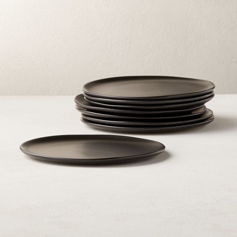 View Crisp Matte Black Salad Plate Set of 8 details
