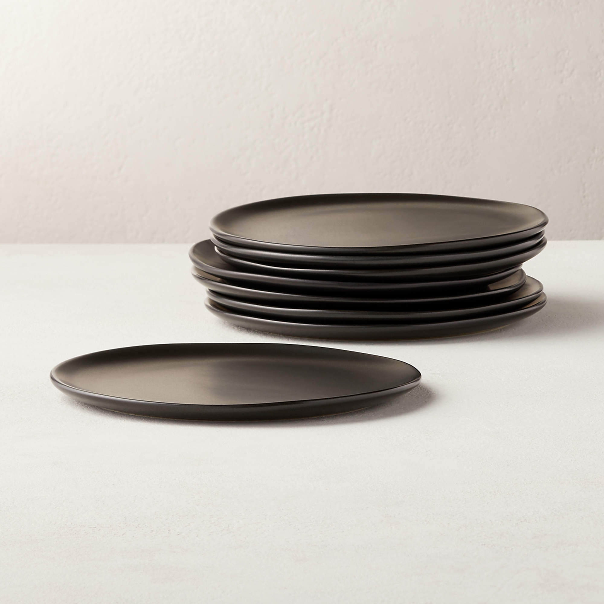 Crisp Modern Matte Black Salad Plate Set of 8 + Reviews CB2