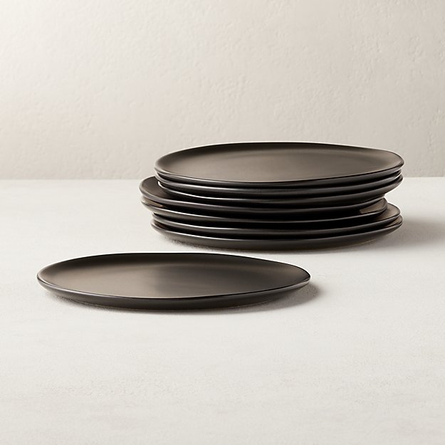 Crisp Matte Black Salad Plates Set of 8 CB2 Canada