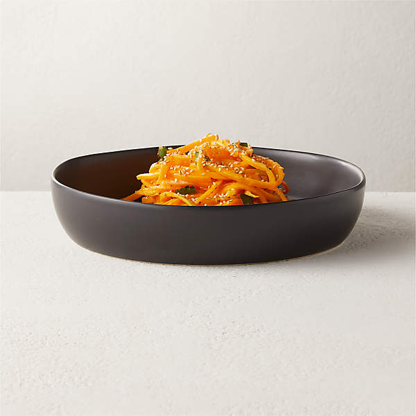 Crisp Modern Matte Black Pasta Bowl + Reviews