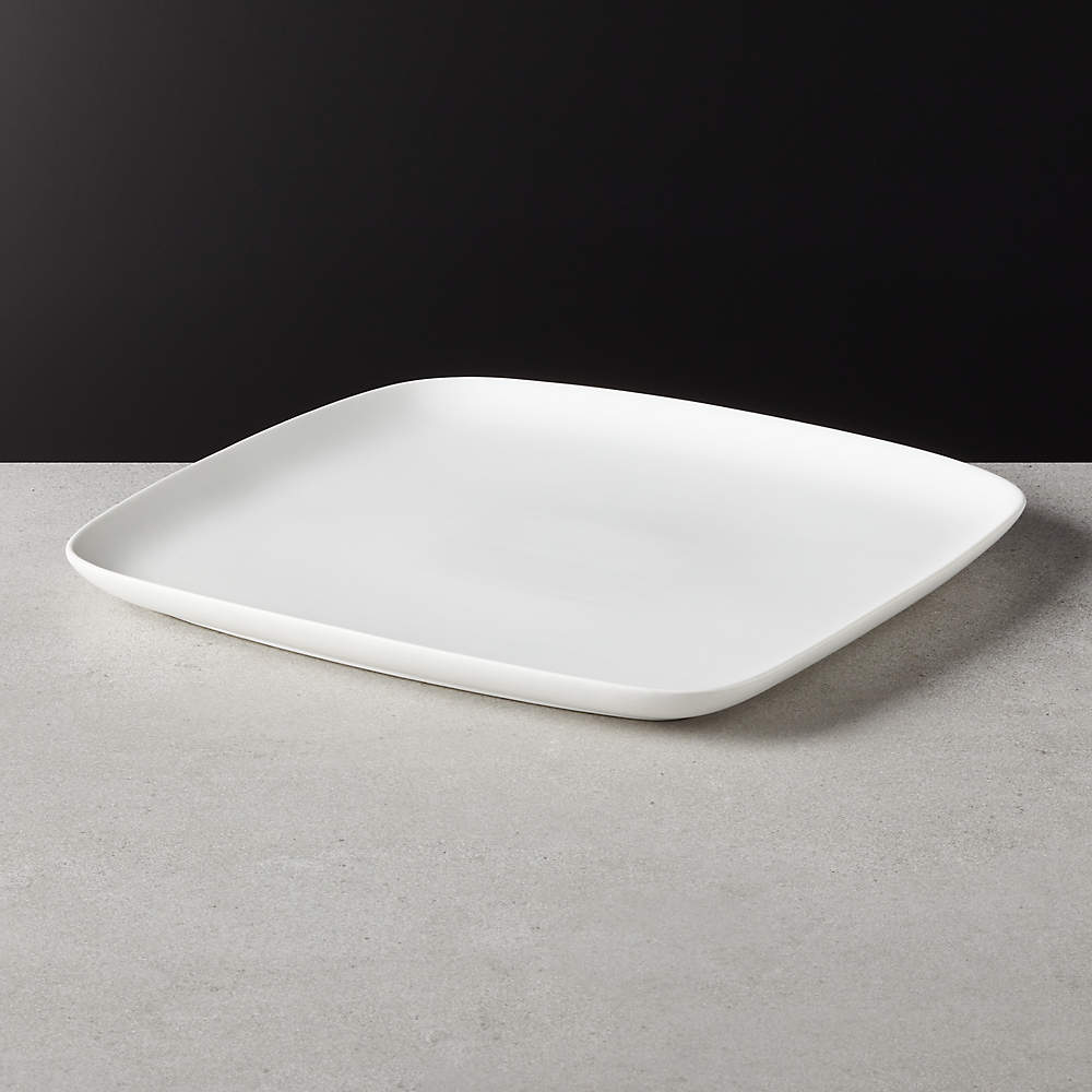 Crisp Matte White Square Serving Platter