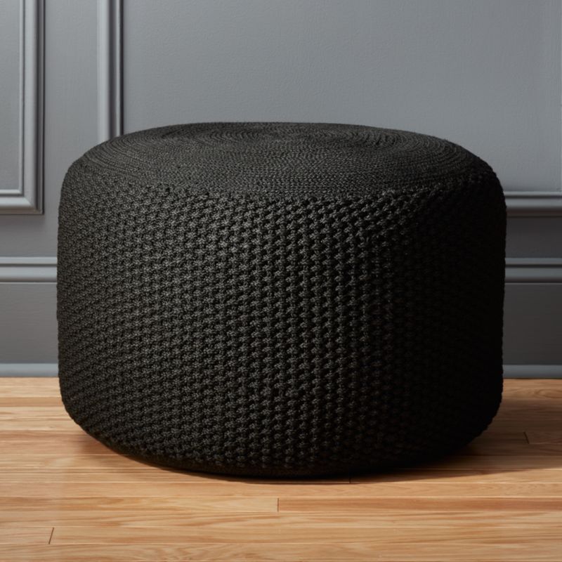 View Criss Knit Black Pouf details