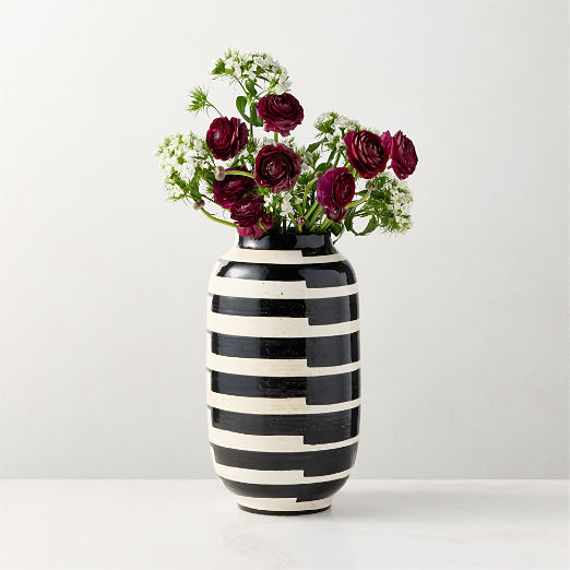 Cristo Black and White Striped Vase