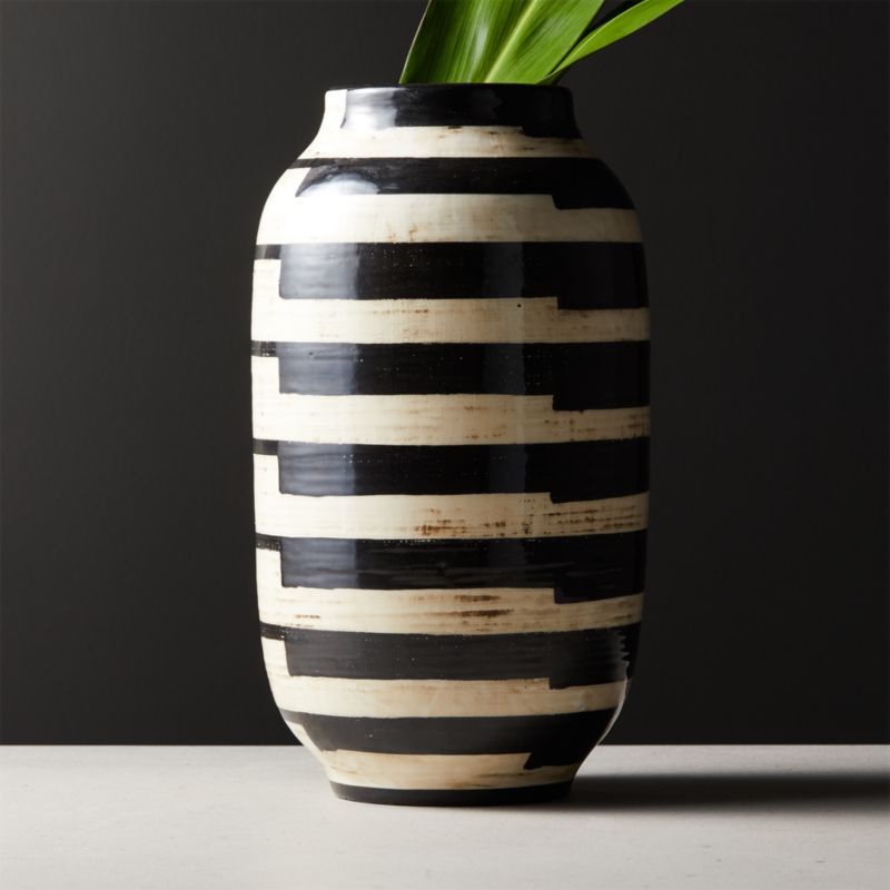 View Cristo Black and White Striped Vase details