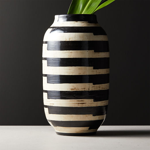 Cristo Black and White Striped Vase