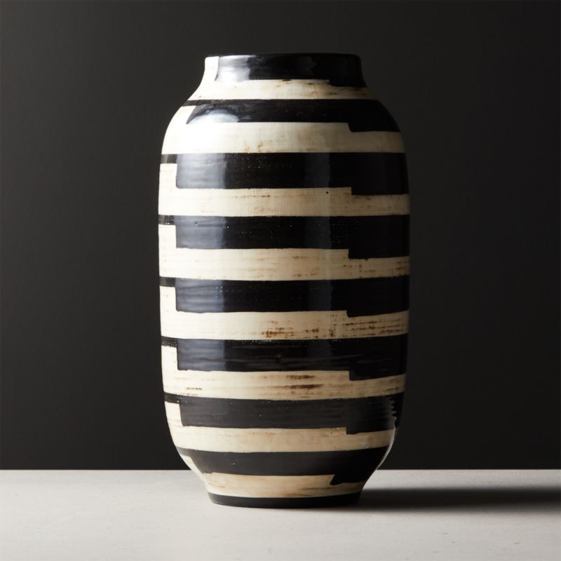 Cristo Black And White Striped Vase Reviews Cb2