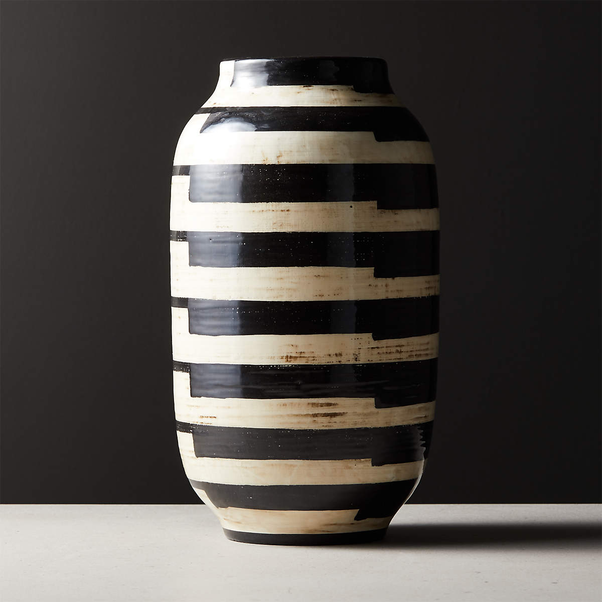 Cristo Black and White Striped Modern Vase