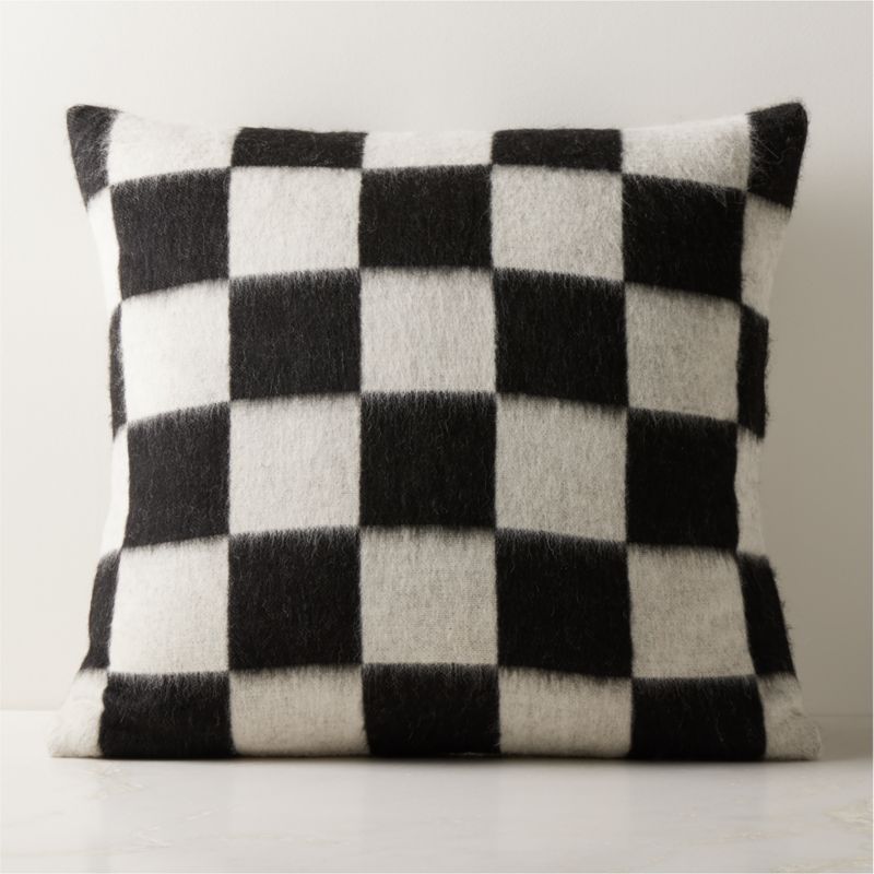 Crosby Black and Ivory Alpaca Throw Pillow with Feather-Down Insert 23" - image 0 of 6