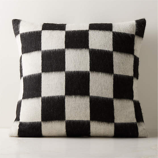 Crosby Black and Ivory Alpaca Throw Pillow with Feather-Down Insert 23"