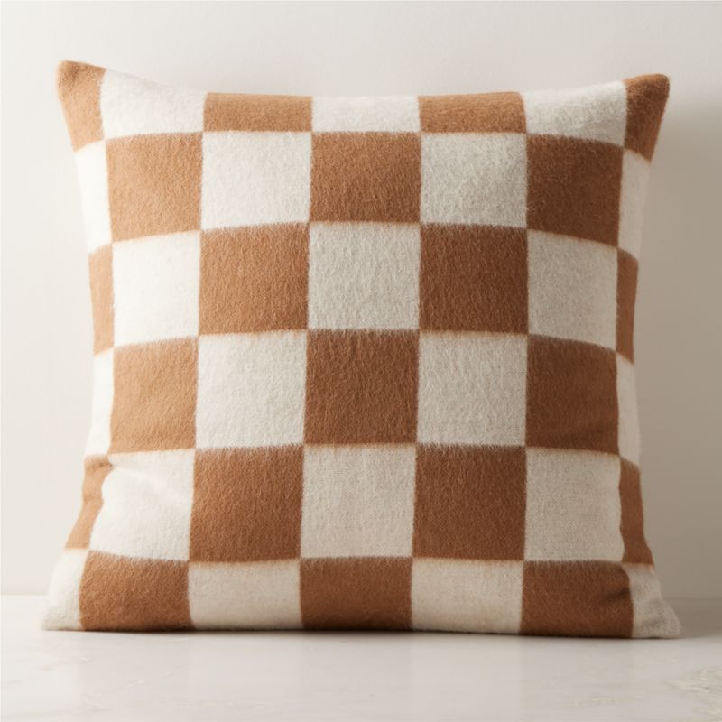 Crosby Tobacco Brown and Ivory Alpaca Throw Pillow with Down-Alternative Insert 23" - image 0 of 7