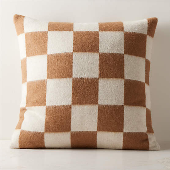 Crosby Tobacco Brown and Ivory Alpaca Throw Pillow Cover 23"