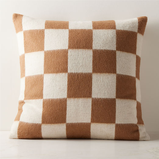 Crosby Tobacco Brown and Ivory Alpaca Throw Pillow 23"x23"